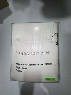 Sunday Citizen Premium Bamboo Piping Collection Queen Flat Sheet Taupe